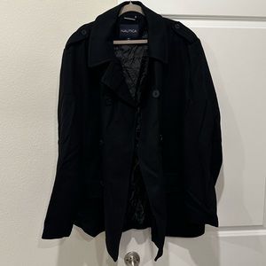 Men’s Náutica Black Wool Pea Coat 2XT